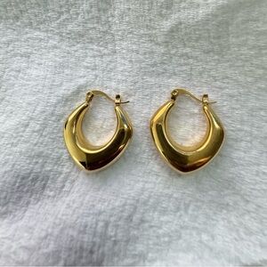 Gold Chunky thick heart Hoop Earrings - Women Jewelry